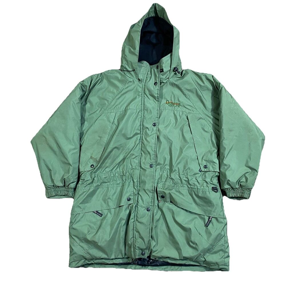VTG Quartz Nature Parka Jacket Green Made in Canada Fleece Lined Hooded XL